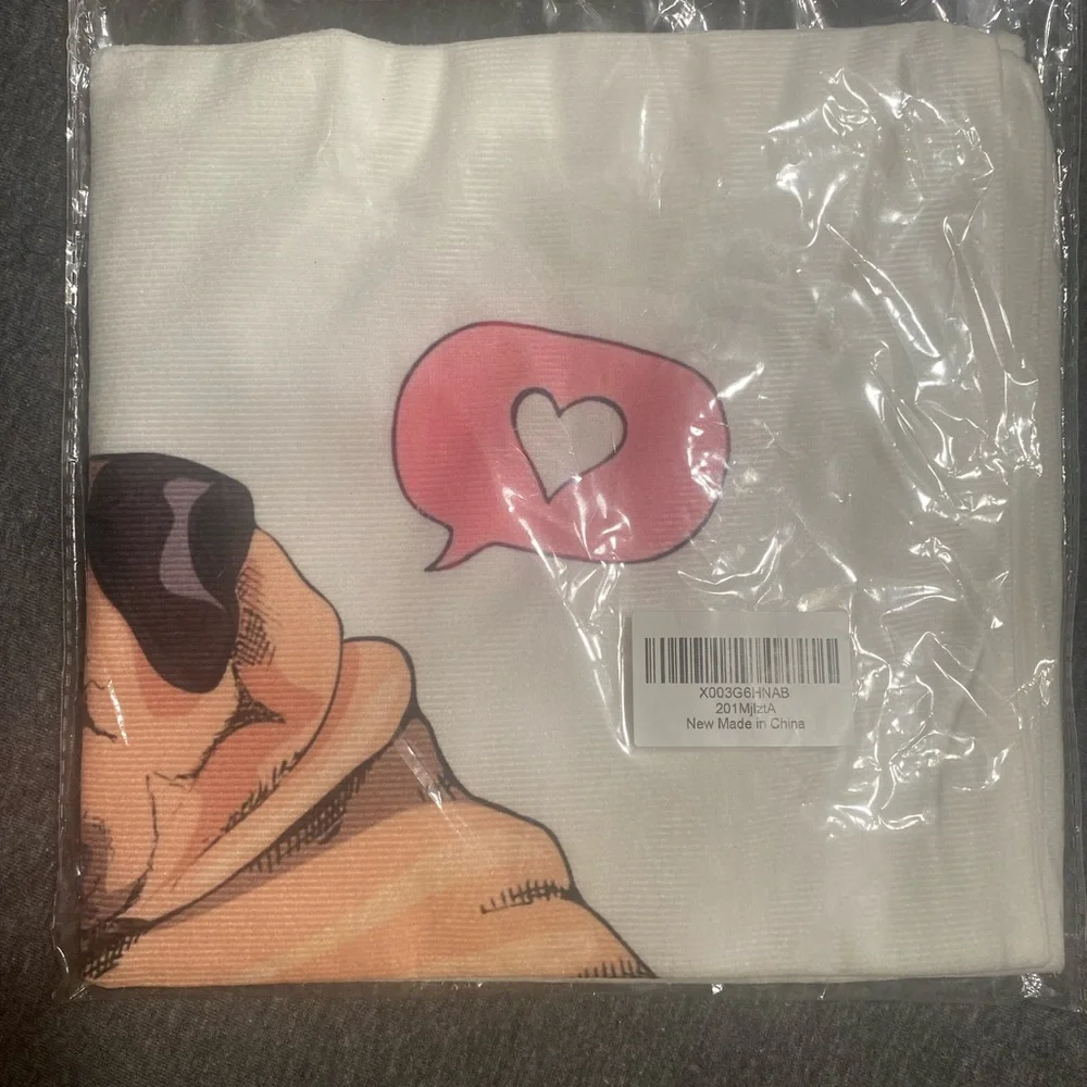 Pug Glitter Dog Hair Pillow Cover- White